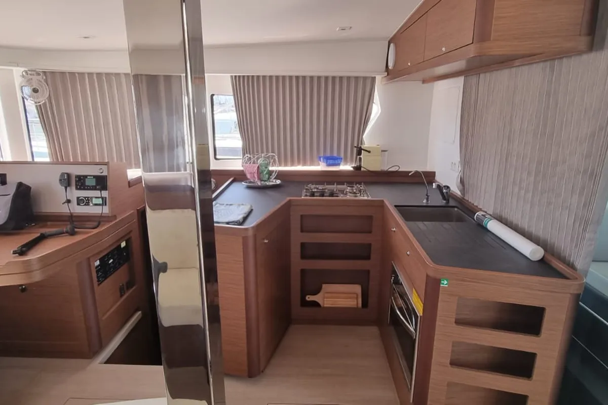 Galley of Gamma Leonis, a Lagoon 42 catamaran at Salerno, Italy