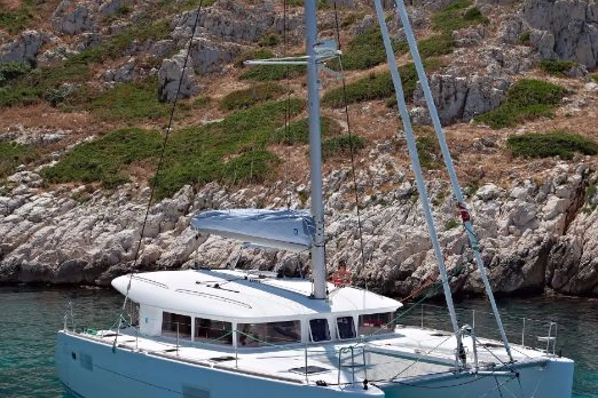 Exterior view of Caribbean, a Lagoon 400 catamaran at Medulin, Croatia