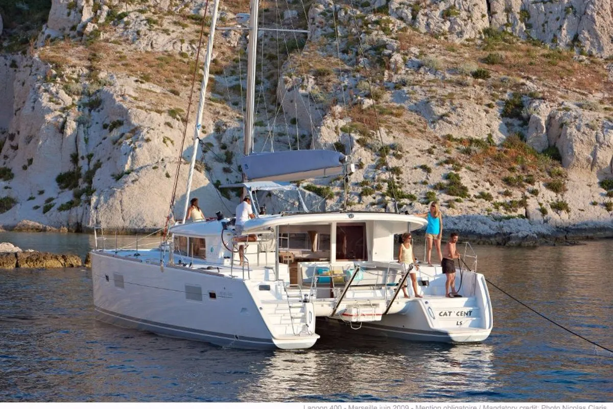Exterior view of Caribbean, a Lagoon 400 catamaran at Medulin, Croatia
