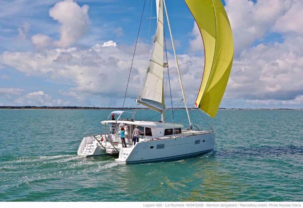 Exterior view of Caribbean, a Lagoon 400 catamaran at Medulin, Croatia