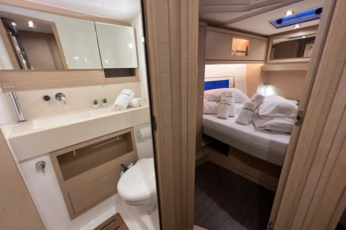 Cabin on Andreja, a Dufour 470 sailboat at Grad Pula, Croatia