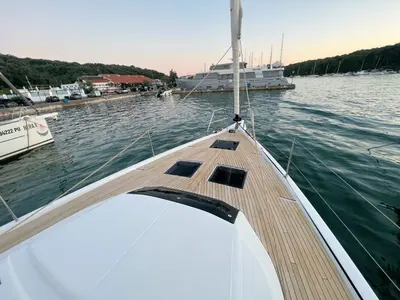 Deck of Andreja, a Dufour 470 sailboat at Grad Pula, Croatia