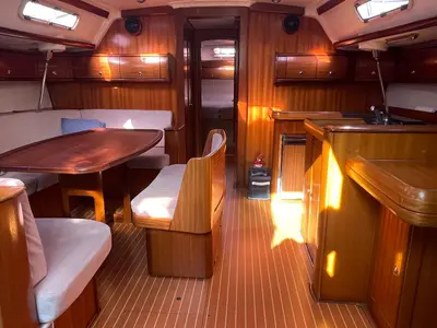 Salon of Julia Tercer, a Bavaria 49 sailboat at Barcelona, Spain