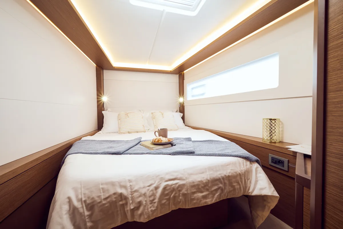 Cabin on Sensation, a Lagoon 46 catamaran at Trogir, Croatia