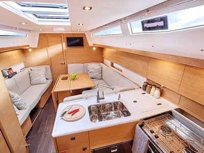 Elaya, a Elan E5 sailboat at Biograd na Moru, Croatia