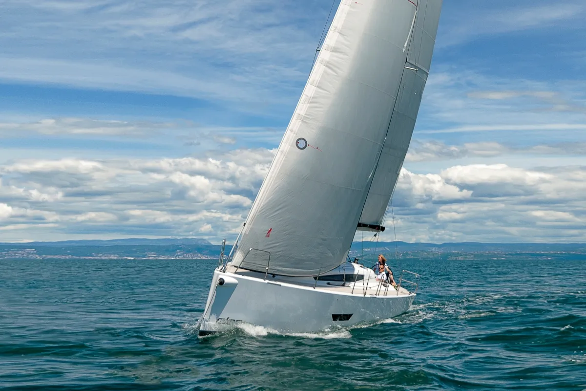 Elaya, a Elan E5 sailboat at Biograd na Moru, Croatia