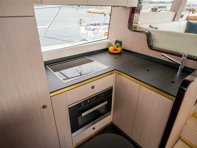 Galley of Mawi, a Azimut 55 motorboat at Grad Šibenik, Croatia