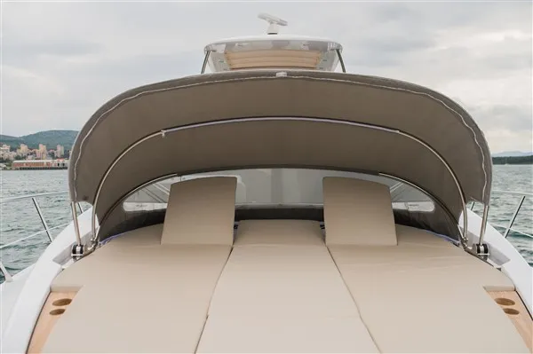 Deck of Mawi, a Azimut 55 motorboat at Grad Šibenik, Croatia