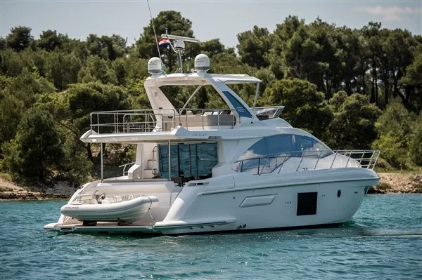 Exterior view of Mawi, a Azimut 55 motorboat at Grad Šibenik, Croatia