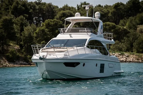 Exterior view of Mawi, a Azimut 55 motorboat at Grad Šibenik, Croatia