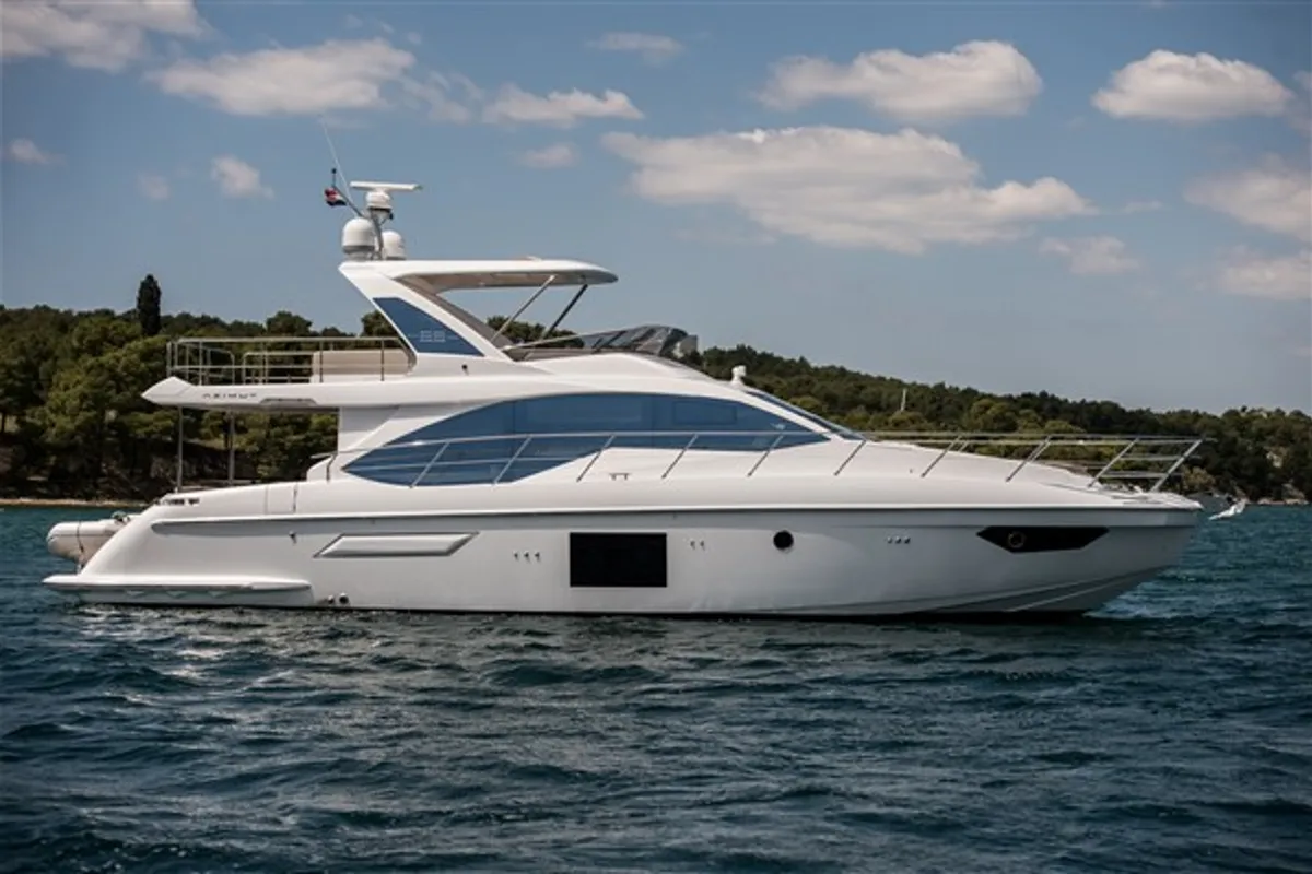 Exterior view of Mawi, a Azimut 55 motorboat at Grad Šibenik, Croatia