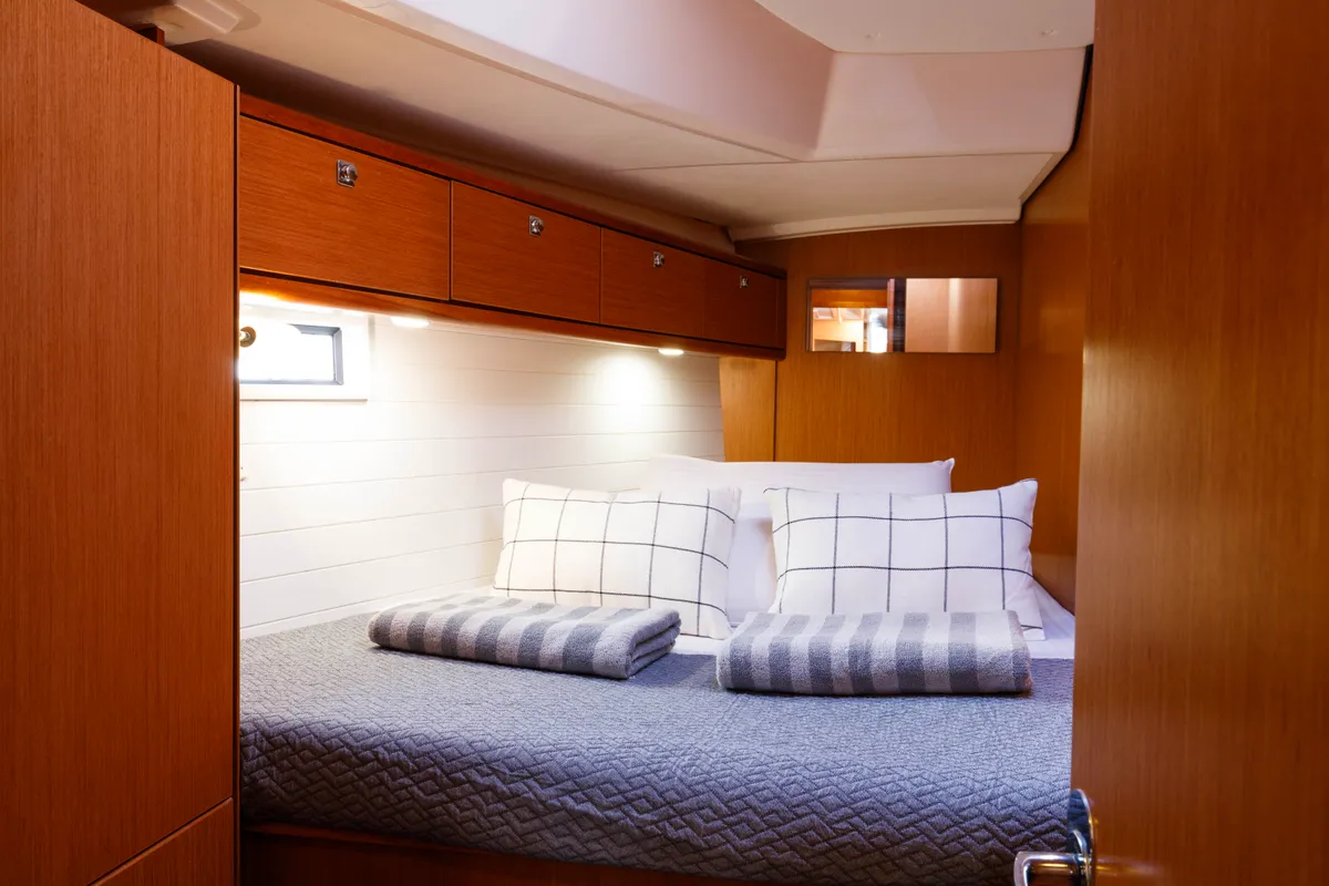 Cabin on Alexaster, a Bavaria Cruiser 46 sailboat at Municipal Unit of Rhodes, Greece