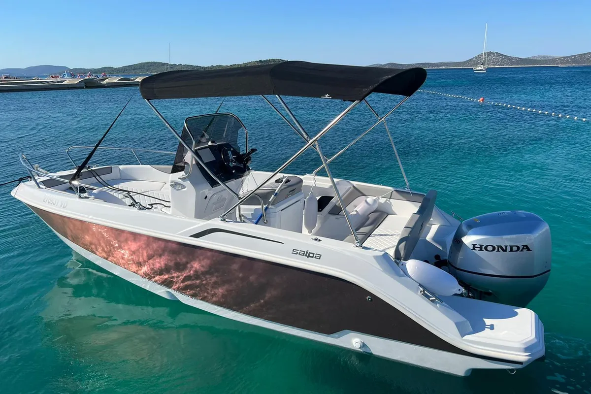 Exterior view of Salpa, a Salpa Sunsix motorboat at Grad Vodice, Croatia