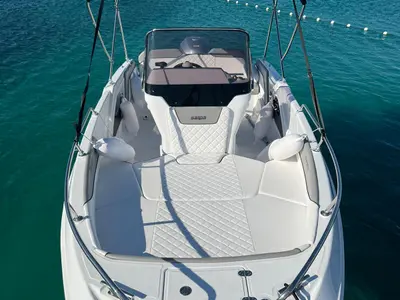 Deck of Salpa, a Salpa Sunsix motorboat at Grad Vodice, Croatia