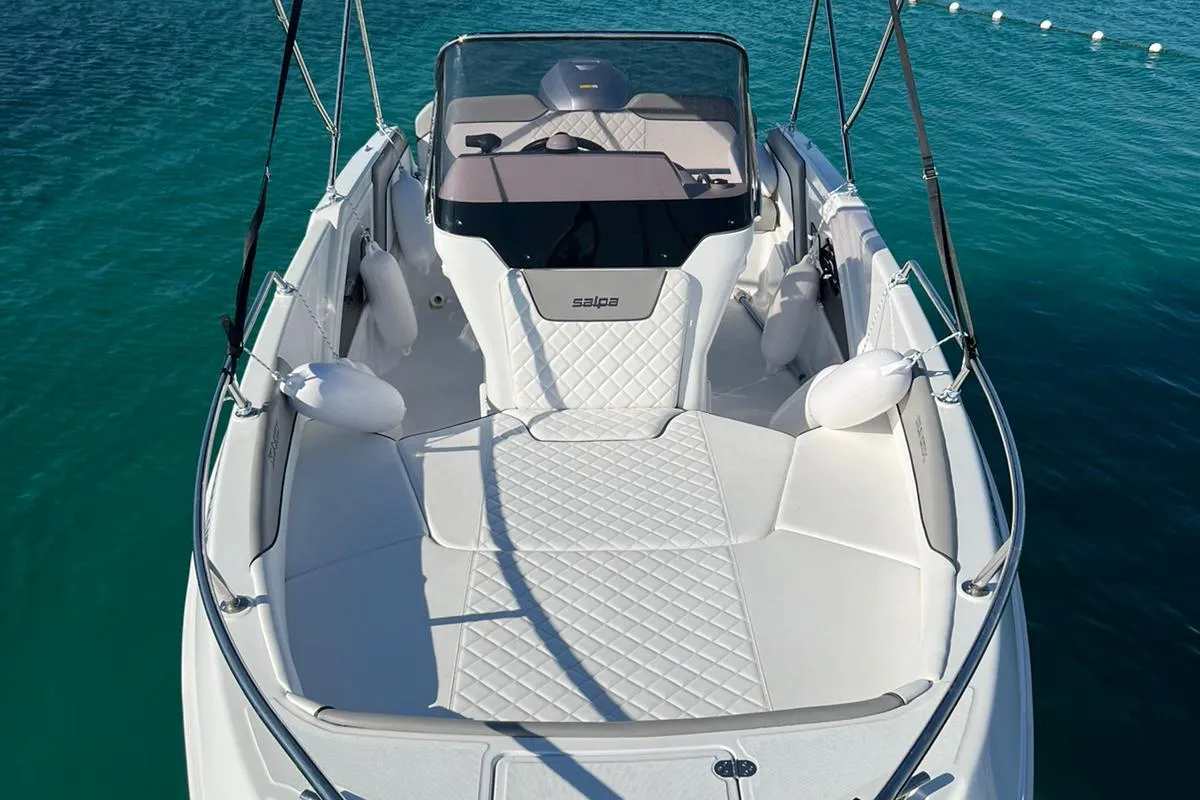 Deck of Salpa, a Salpa Sunsix motorboat at Grad Vodice, Croatia