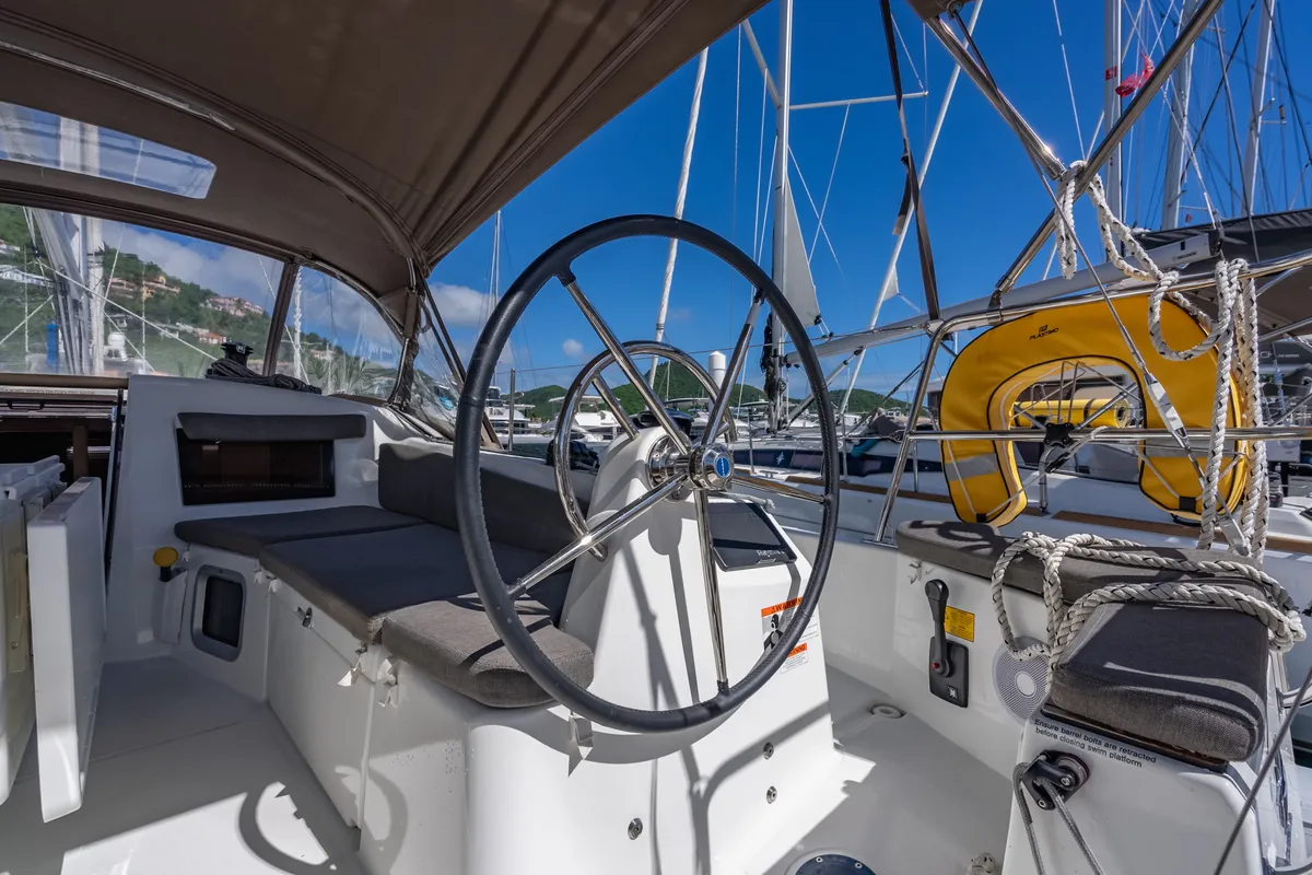 Easy Skanking, a Jeanneau Sun Odyssey 410 sailboat at Road Town, British Virgin Islands
