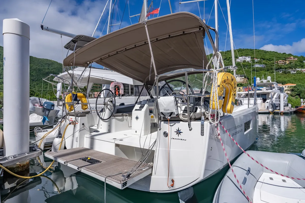 Easy Skanking, a Jeanneau Sun Odyssey 410 sailboat at Road Town, British Virgin Islands