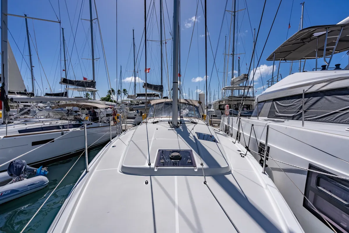 Easy Skanking, a Jeanneau Sun Odyssey 410 sailboat at Road Town, British Virgin Islands