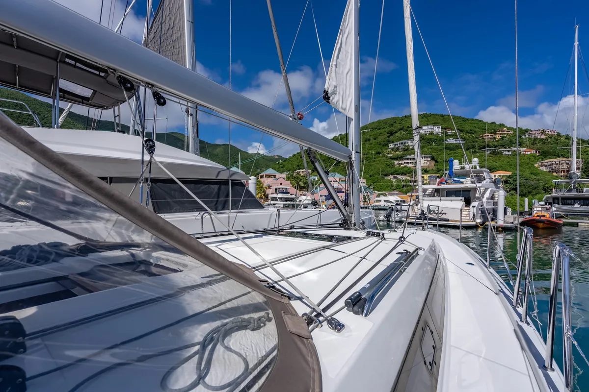 Easy Skanking, a Jeanneau Sun Odyssey 410 sailboat at Road Town, British Virgin Islands