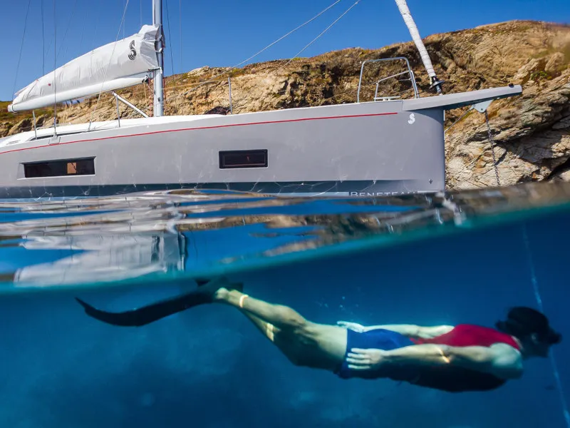 Exterior view of Utopia, a Beneteau Oceanis 46.1 sailboat at Volos, Greece