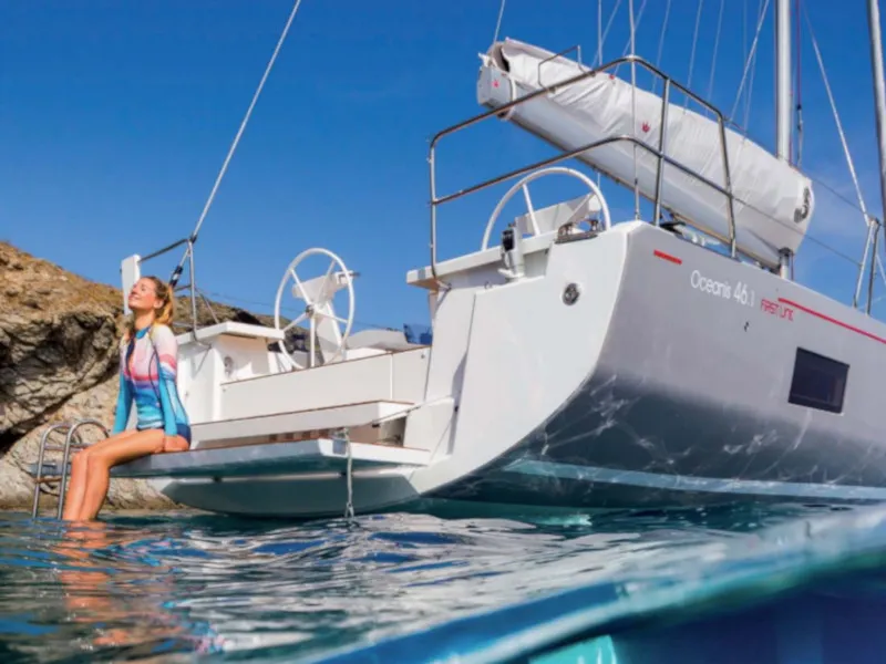Exterior view of Utopia, a Beneteau Oceanis 46.1 sailboat at Volos, Greece
