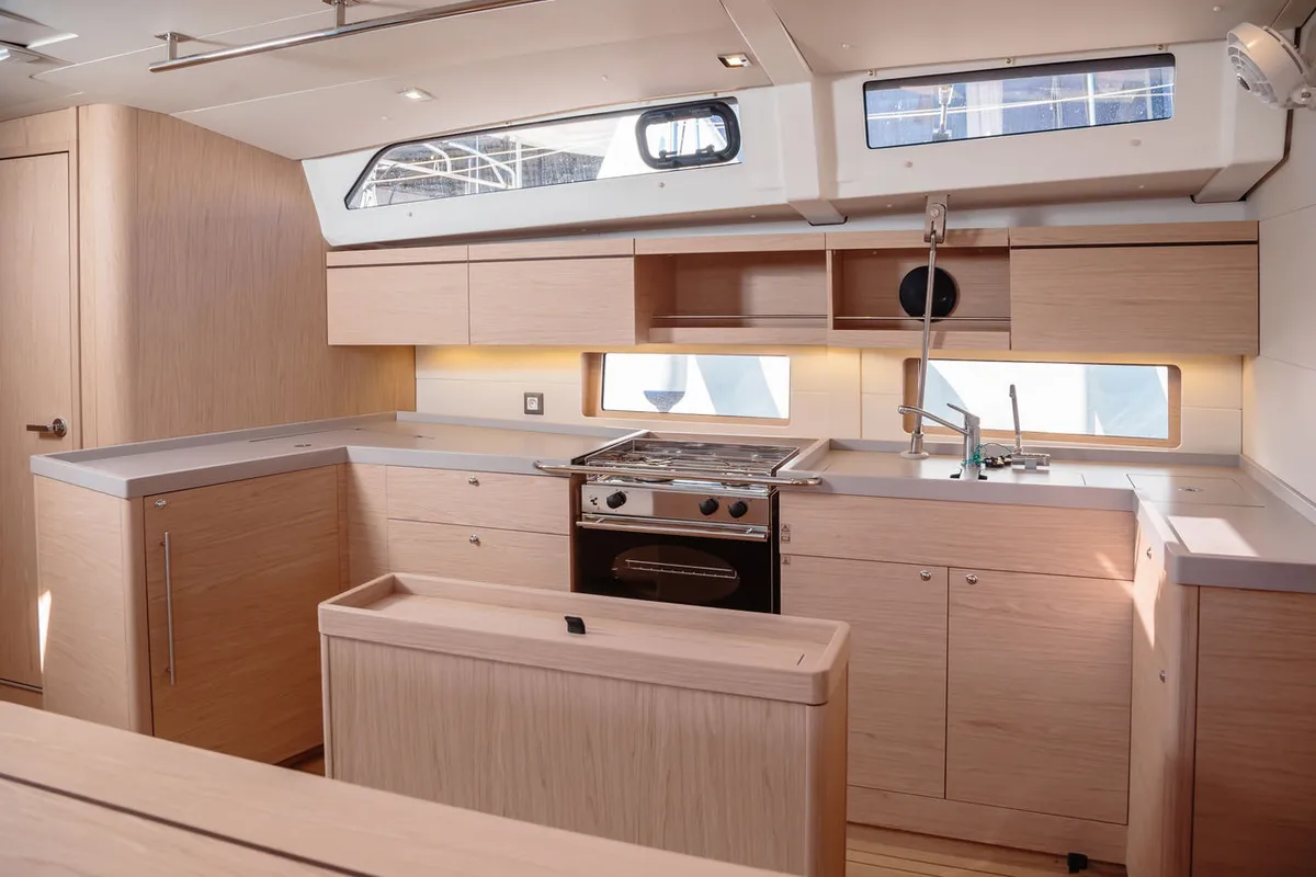 Galley of Utopia, a Beneteau Oceanis 46.1 sailboat at Volos, Greece