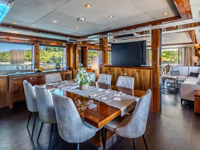 Salon of Arago, a Sunseeker Yacht 34M motor yacht at Grad Trogir, Croatia