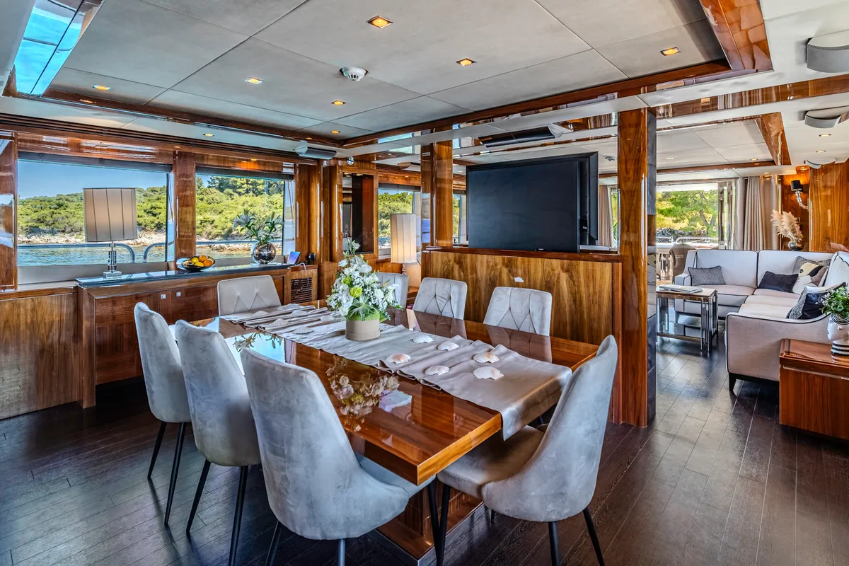 Salon of Arago, a Sunseeker Yacht 34M motor yacht at Grad Trogir, Croatia