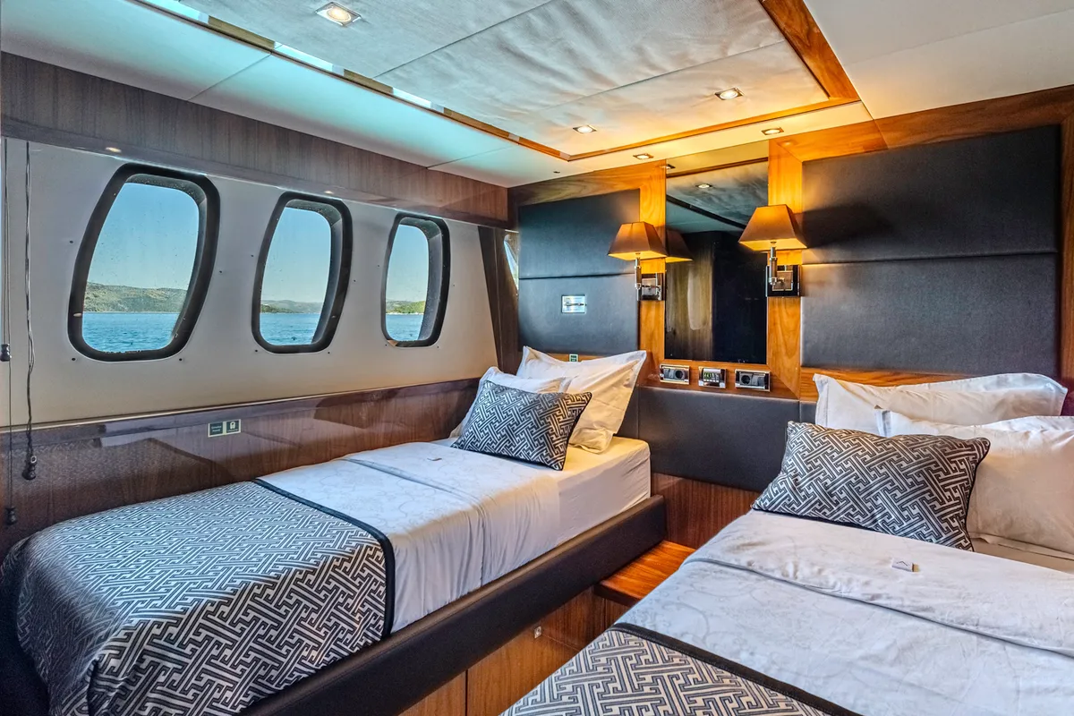 Cabin on Arago, a Sunseeker Yacht 34M motor yacht at Grad Trogir, Croatia