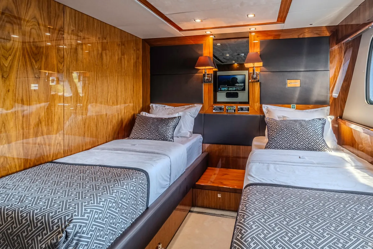Cabin on Arago, a Sunseeker Yacht 34M motor yacht at Grad Trogir, Croatia