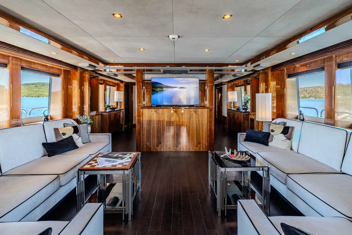 Salon of Arago, a Sunseeker Yacht 34M motor yacht at Grad Trogir, Croatia