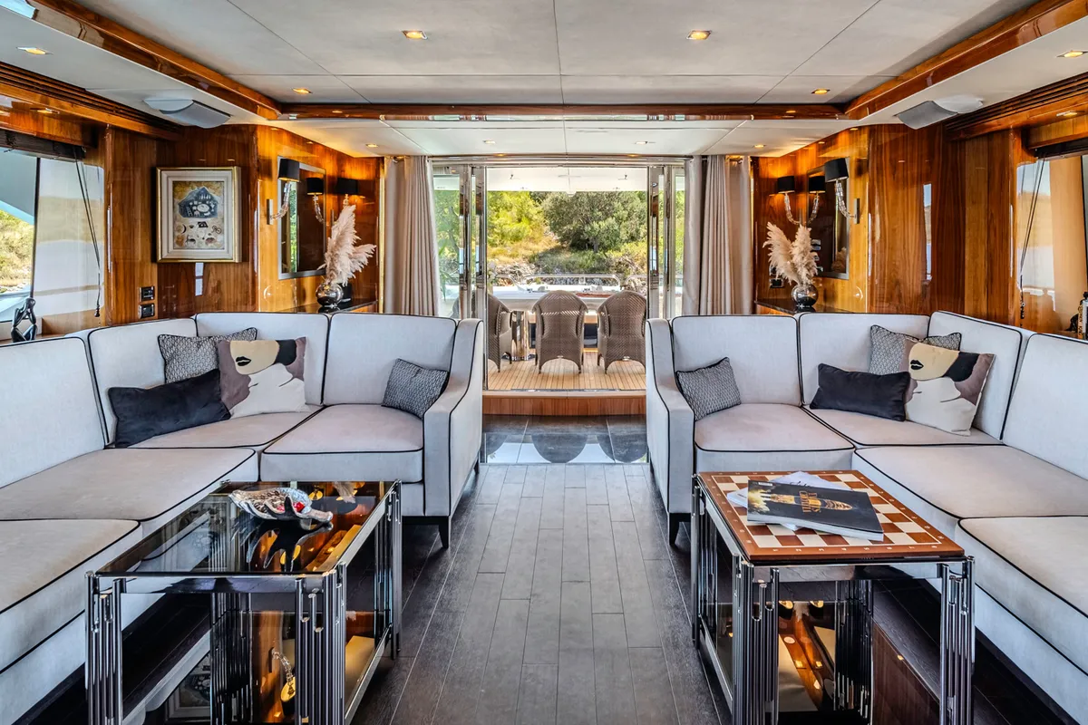 Salon of Arago, a Sunseeker Yacht 34M motor yacht at Grad Trogir, Croatia