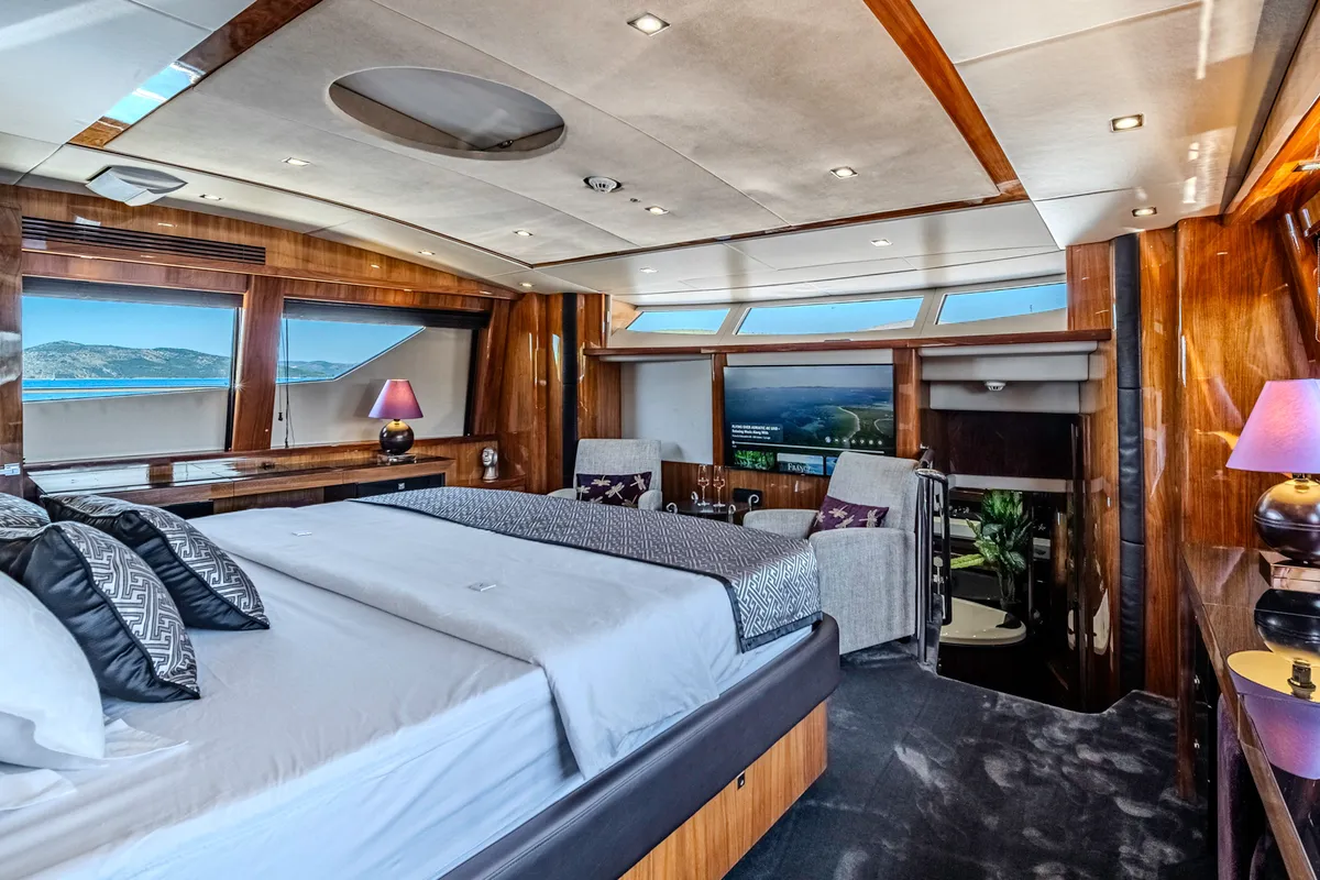 Cabin on Arago, a Sunseeker Yacht 34M motor yacht at Grad Trogir, Croatia
