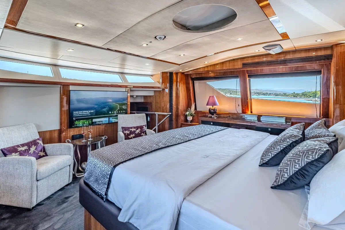 Cabin on Arago, a Sunseeker Yacht 34M motor yacht at Grad Trogir, Croatia