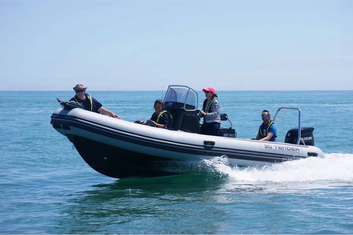 Chouchou, a 3D Tender Patrol 655 motorboat at Saint-Cast-le-Guildo, France