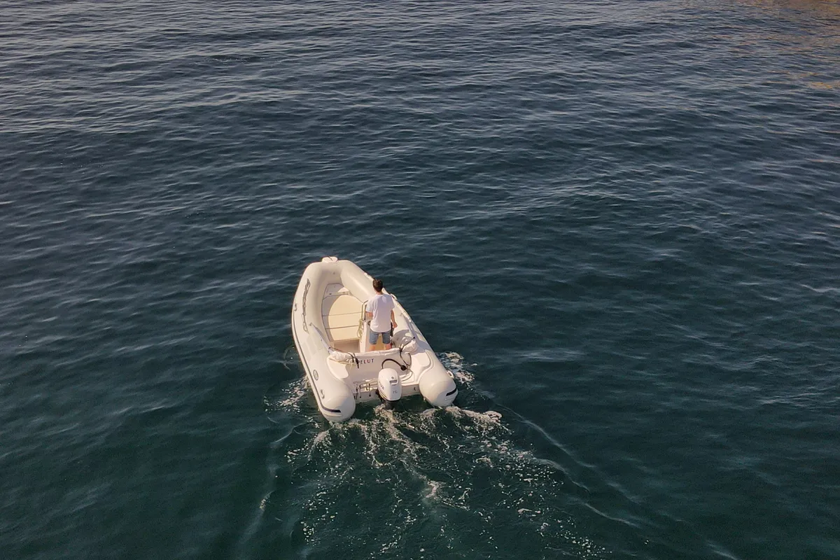 Exterior view of Pelut, a Gulet Sunseeker Predator 490 motorboat at Palamós, Spain