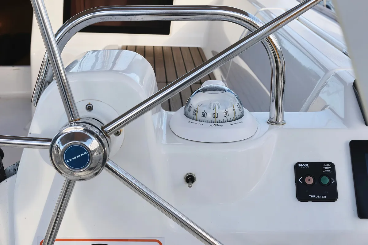 Cockpit of Belle Epoque, a Dufour 412 GL sailboat at Grad Biograd na Moru, Croatia