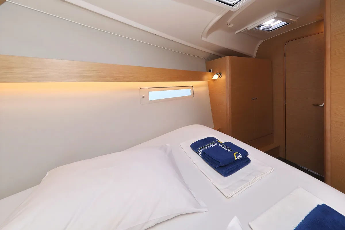 Cabin on Belle Epoque, a Dufour 412 GL sailboat at Grad Biograd na Moru, Croatia