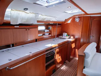 Galley of Živa, a Jeanneau Sun Odyssey 49 sailboat at Seget Donji, Croatia