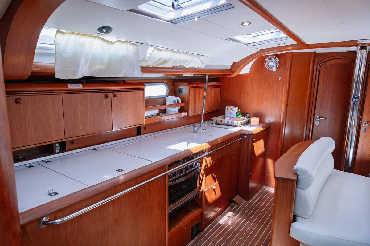 Galley of Živa, a Jeanneau Sun Odyssey 49 sailboat at Seget Donji, Croatia