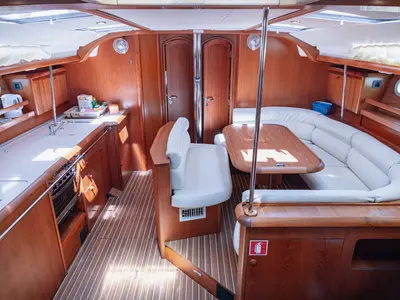Salon of Živa, a Jeanneau Sun Odyssey 49 sailboat at Seget Donji, Croatia