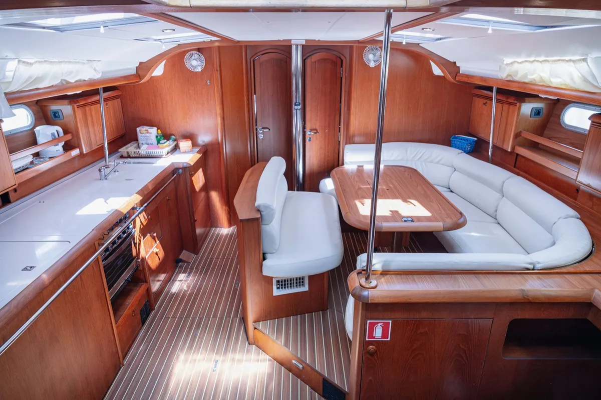 Salon of Živa, a Jeanneau Sun Odyssey 49 sailboat at Seget Donji, Croatia