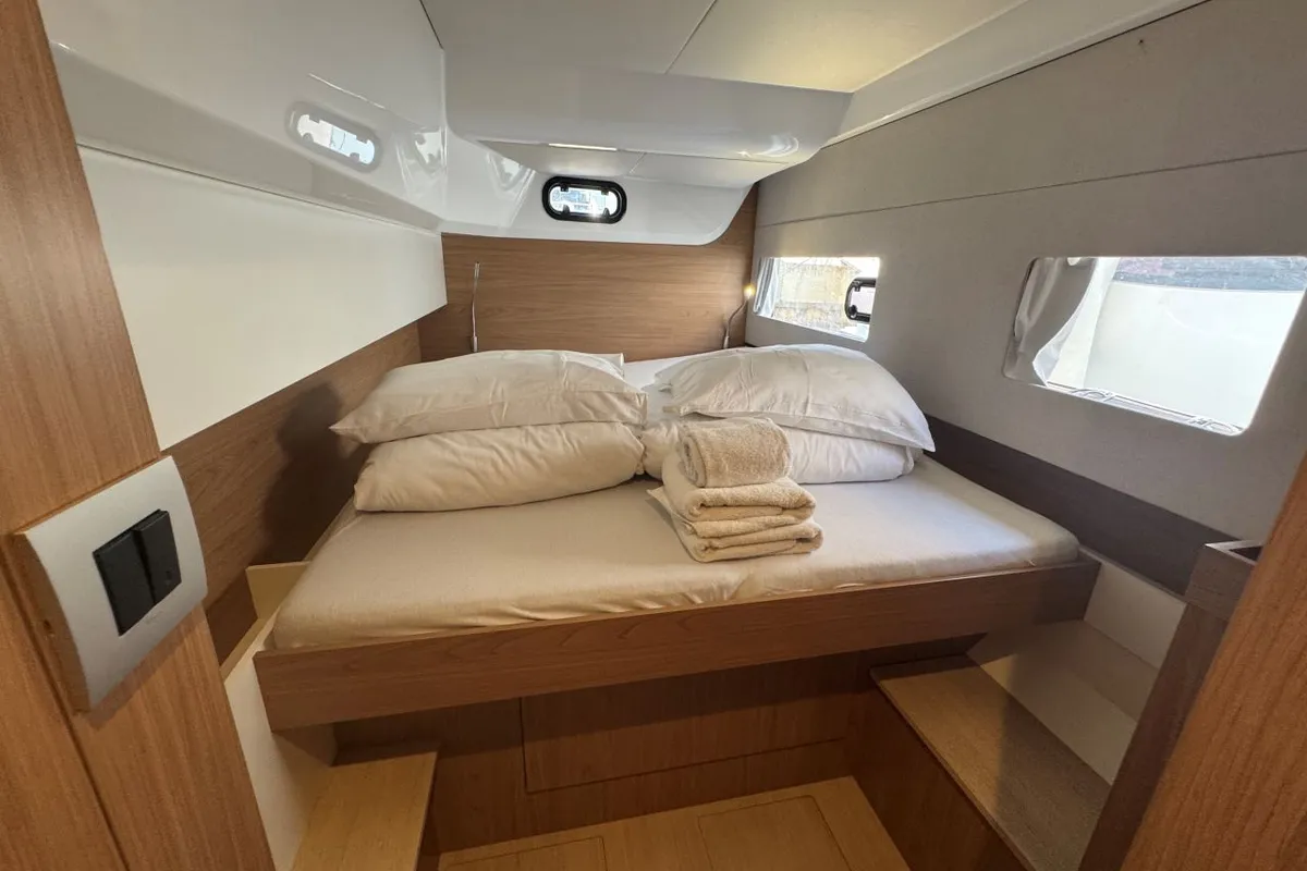 Cabin on Voyager 1532/2025, a Bali Catsmart catamaran at Palma de Mallorca, Spain