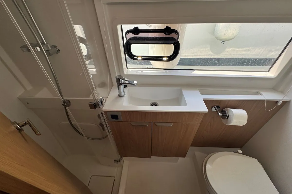 Head on Voyager 1532/2025, a Bali Catsmart catamaran at Palma de Mallorca, Spain