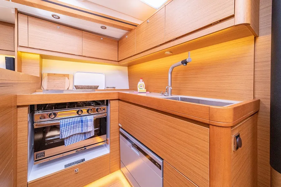 Galley of Zephyrus, a Dufour 520 GL - 3. cab sailboat at Primošten, Croatia