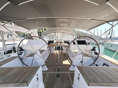 Cockpit of Janka, a Hanse 458 sailboat at Dubrovnik, Croatia