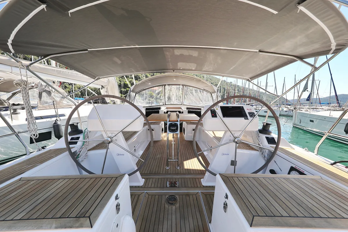 Cockpit of Janka, a Hanse 458 sailboat at Dubrovnik, Croatia