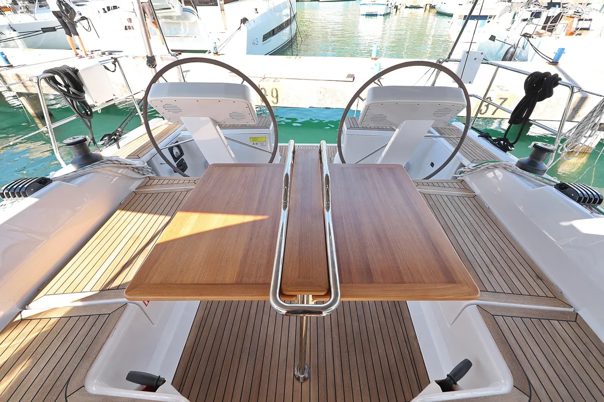 Deck of Janka, a Hanse 458 sailboat at Dubrovnik, Croatia