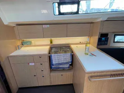 Galley of Selene, a Bavaria C38 sailboat at Murter, Croatia