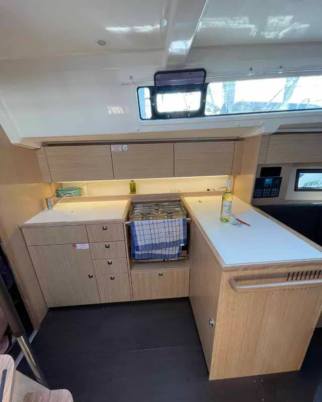 Galley of Selene, a Bavaria C38 sailboat at Murter, Croatia